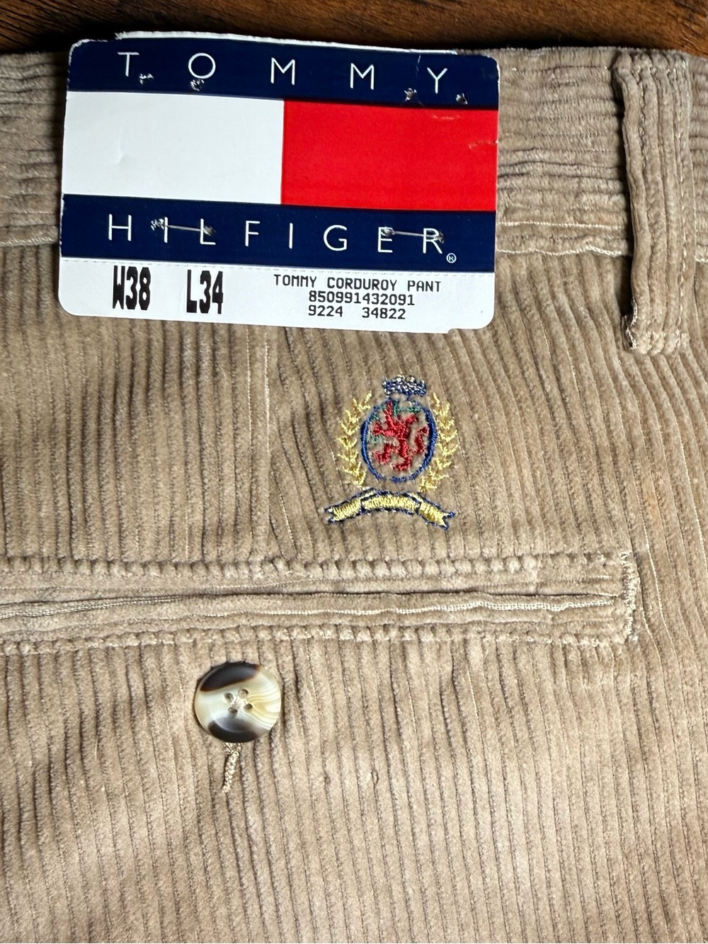 Tommy Hilfiger Wide Wale Corduroy Pants Mens 38x34 NWT Deadstock 90s Crest